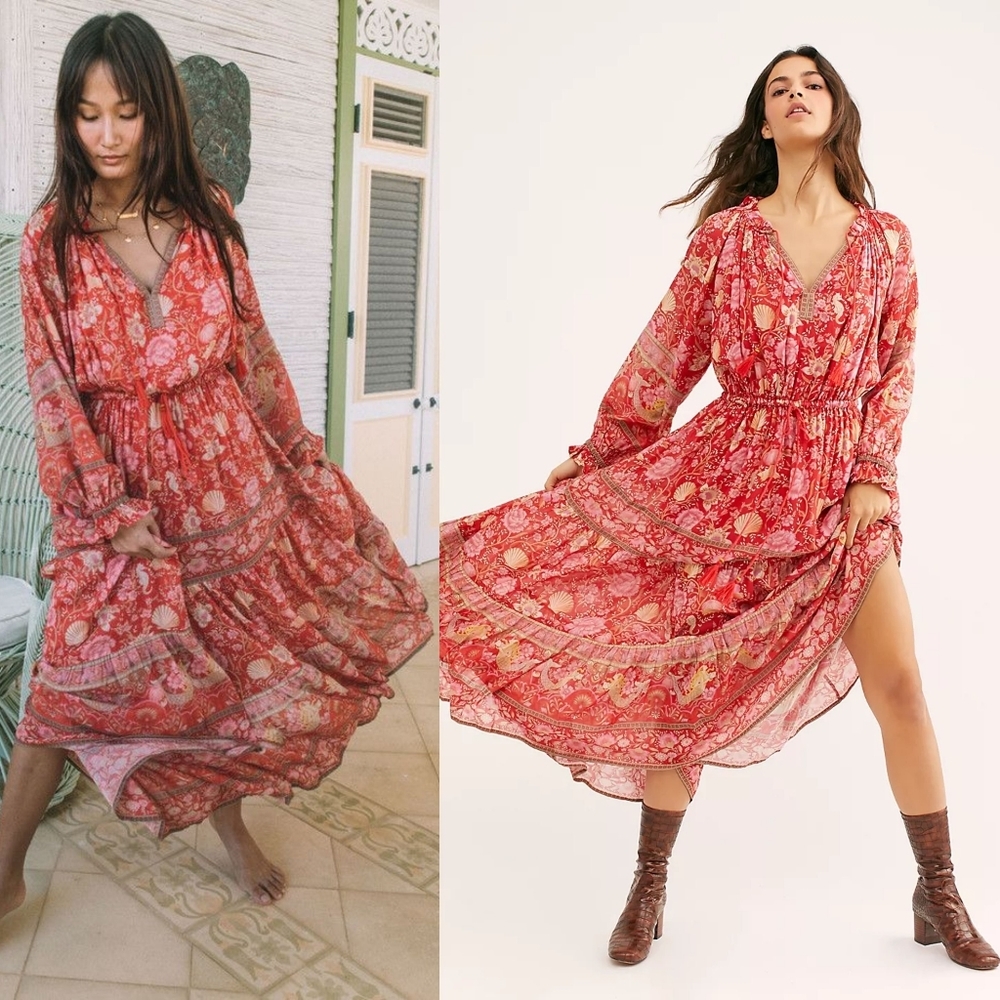Spell Designs Exclusive Red Seashell Gown Maxi Dress M Free People Mermaid FP - Picture 5 of 16